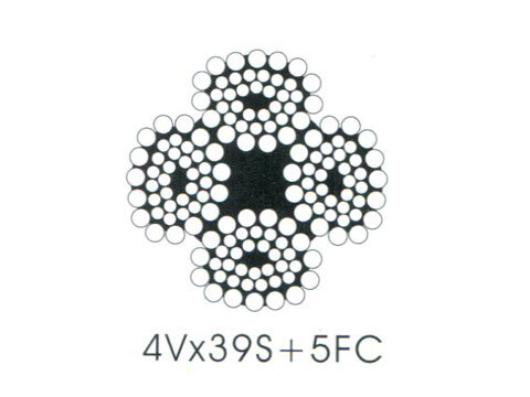 Four-sector non-rotating wire rope