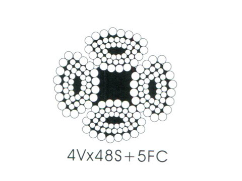 Four-sector non-rotating wire rope